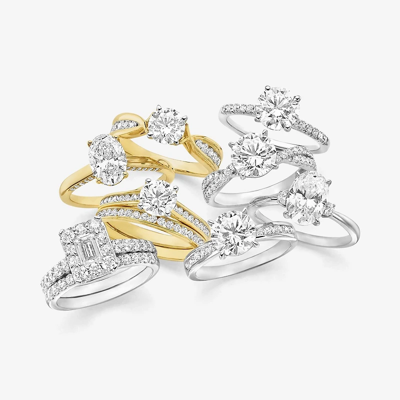 I, Si2 Womens 2 1/4 CT. T.W. Lab Grown White Diamond 10K Gold Round Side Stone Bypass Engagement Ring