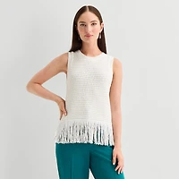 Worthington Womens Crew Neck Sleeveless Pullover Sweater