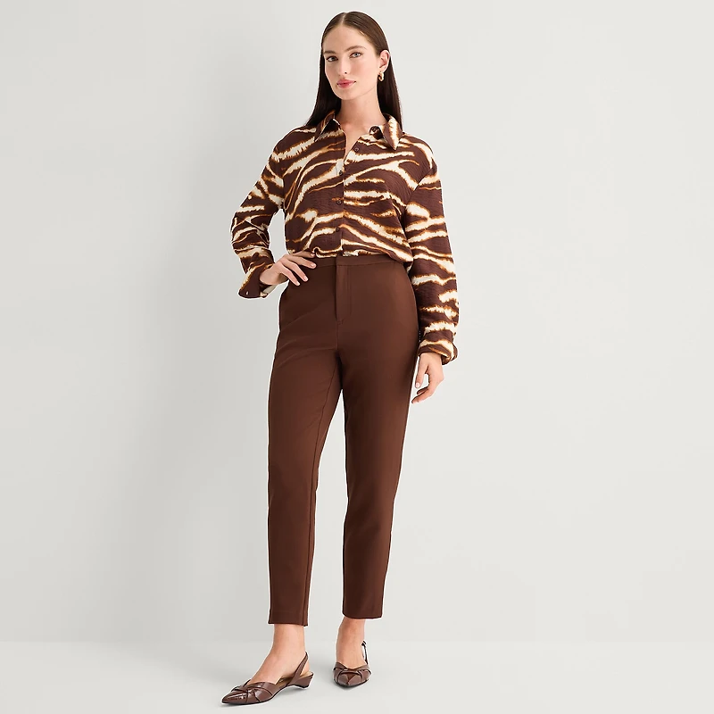 Worthington Womens Cuffed Long Sleeve Oversized Button-Down Shirt