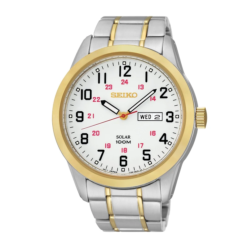 Seiko® Mens Two-Tone Solar Dress Watch SNE370