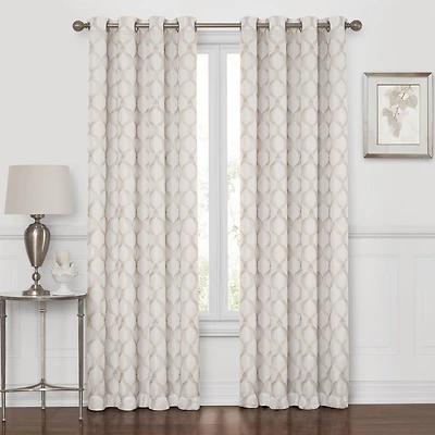 Max Blackout Prescott Grommet Top Embroidered 100% Single Curtain Panel