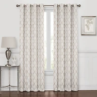 Max Blackout Prescott Grommet Top Embroidered 100% Single Curtain Panel