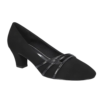 Easy Street Cristiny Womens Round Closed Toe Block Heel Pumps