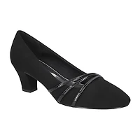 Easy Street Cristiny Womens Round Closed Toe Block Heel Pumps