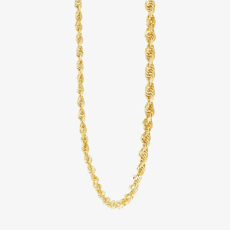 Unisex Adult 10K Gold 24 Inch Rope Chain Necklace