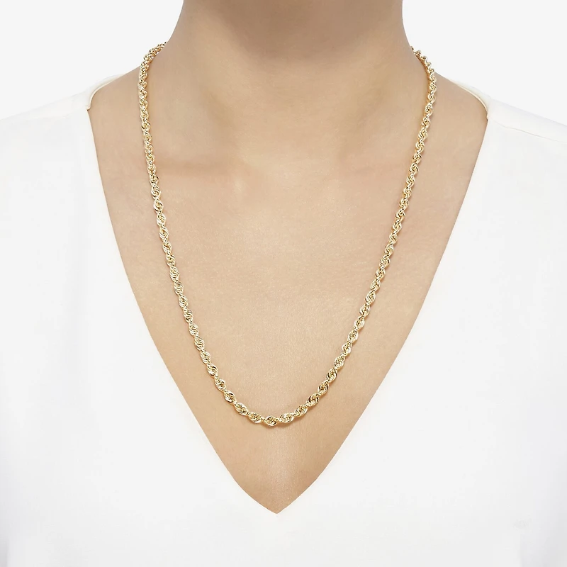 Unisex Adult 14K Gold 24 Inch Rope Chain Necklace