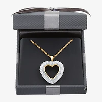 (H-I / I1) Womens 1 CT. T.W. Lab Grown White Diamond 14K Gold Over Silver Sterling Heart 18 Inch Pendant Necklace