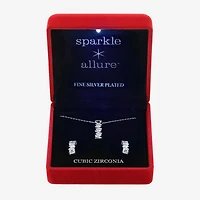 Sparkle Allure Light Up Box Womens Cubic Zirconia Pure Silver Over Brass 2-pc. Jewelry Set