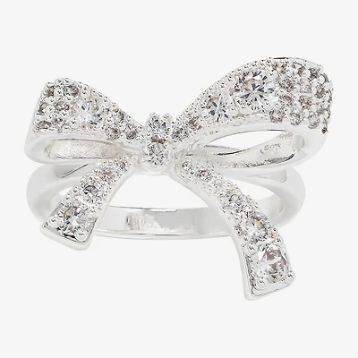 Sparkle Allure Womens Cubic Zirconia Pure Silver Over Brass Bow Cocktail Ring