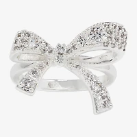 Sparkle Allure Womens Cubic Zirconia Pure Silver Over Brass Bow Cocktail Ring