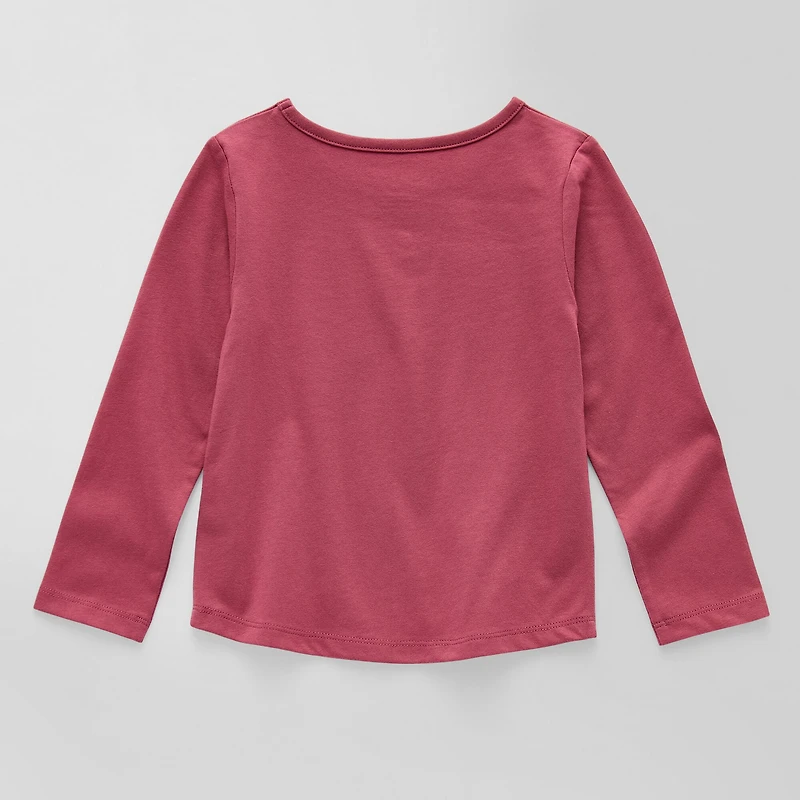 Okie Dokie Toddler & Little Girls Round Neck Long Sleeve Regular Fit Graphic T-Shirt