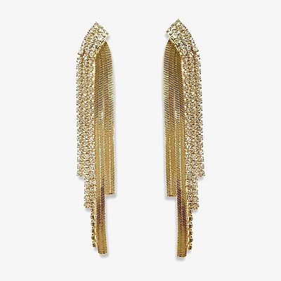 Bijoux Bar Gold Tone Snake Chain Womens Crystal Drop Earrings