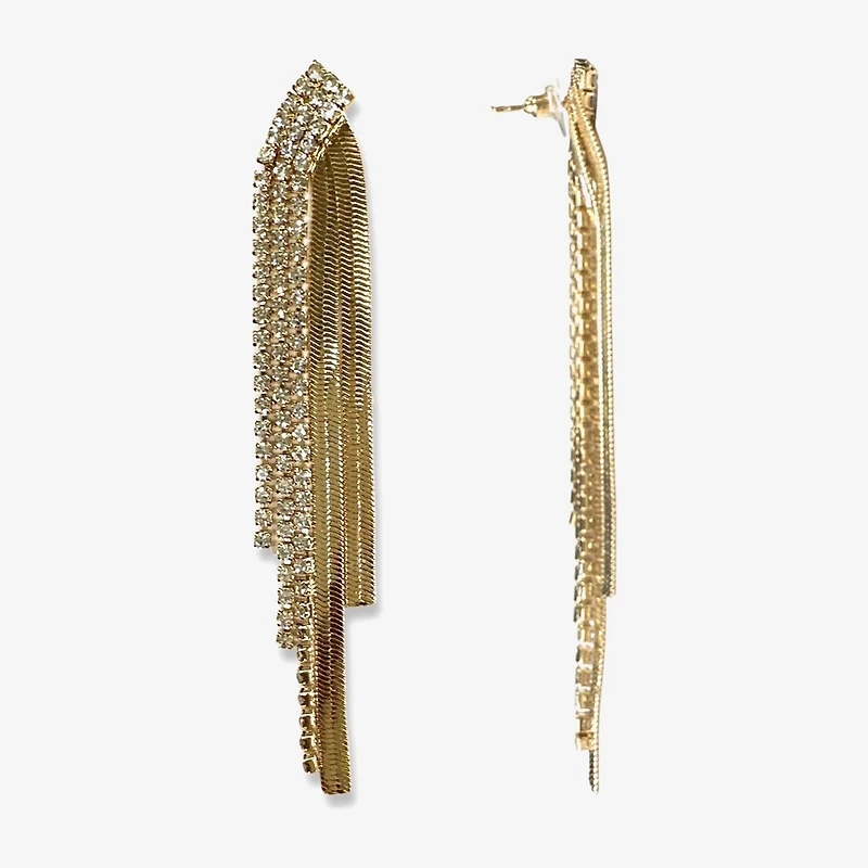 Bijoux Bar Gold Tone Snake Chain Womens Crystal Drop Earrings