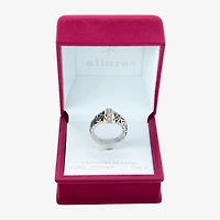 Sparkle Allure Antiqued Womens 4.5MM Cubic Zirconia 14K Gold Over Brass Pure Silver Band