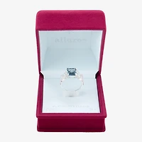 Sparkle Allure Split Shank Womens Blue Crystal Pure Silver Over Brass Cocktail Ring