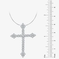 (H / Si2) Womens 1 CT. T.W. Lab Grown White Diamond 10K Gold Cross 18 Inch Pendant Necklace