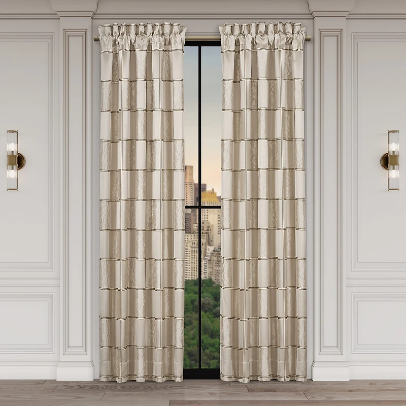 Queen Street Benton Flax Rod Pocket Blackout Set of 2 Curtain Panel