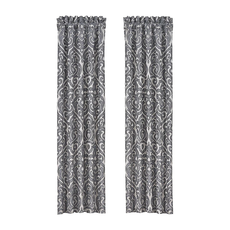 Queen Street Bylthe Pewter Rod Pocket Blackout Set of 2 Curtain Panel