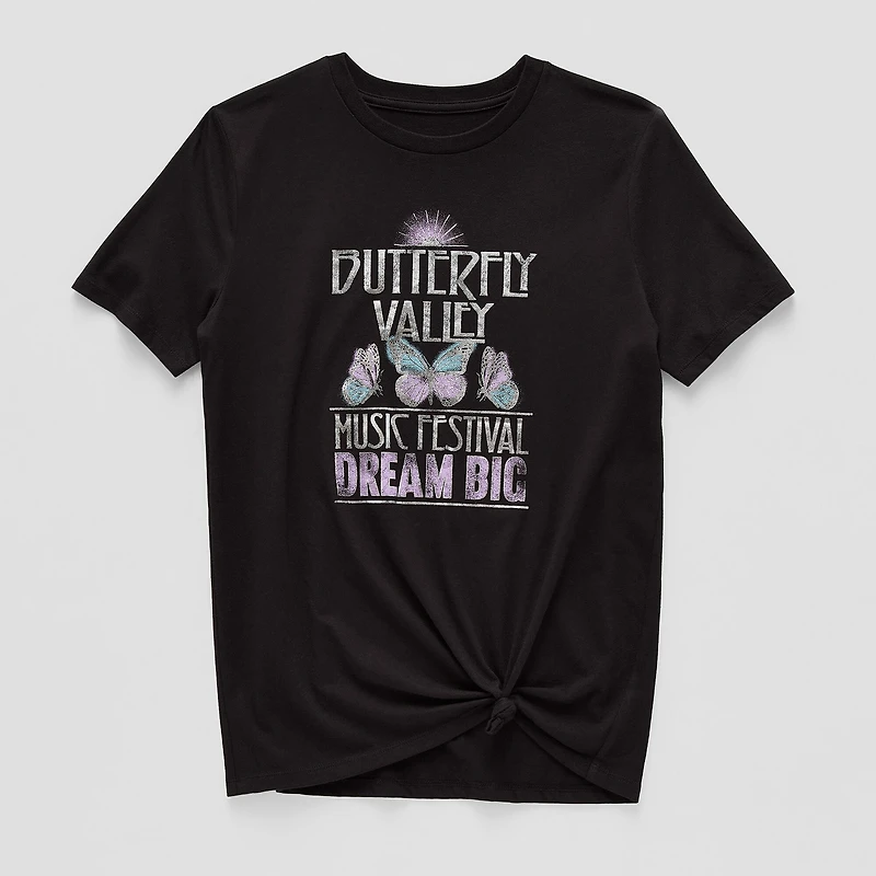 Thereabouts Oversize Little & Big Kid Girls Round Neck Short Sleeve Oversized Graphic T-Shirt