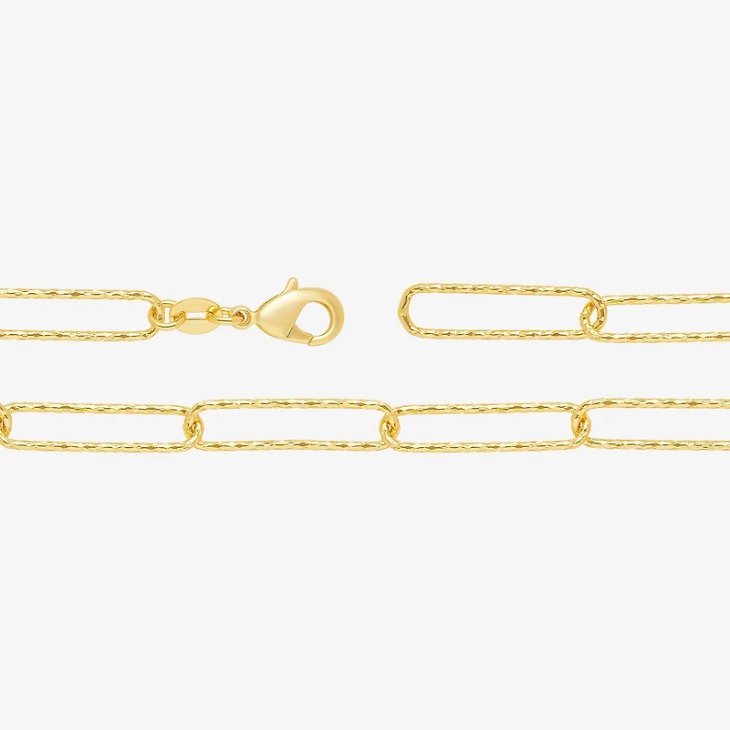 Silver Reflections Womens 18K Gold Over Brass 18 Inch Paperclip Chain Necklace