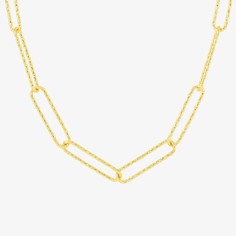 Silver Reflections Womens 18K Gold Over Brass 18 Inch Paperclip Chain Necklace