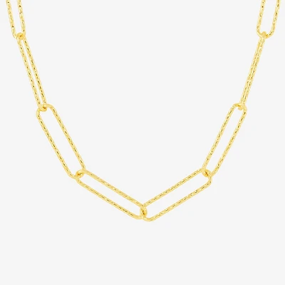 Silver Reflections Womens 18K Gold Over Brass 18 Inch Paperclip Chain Necklace