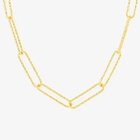 Silver Reflections Womens 18K Gold Over Brass 18 Inch Paperclip Chain Necklace