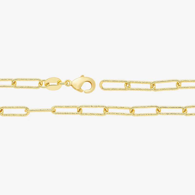Silver Reflections Womens 18K Gold Over Brass 18 Inch Paperclip Chain Necklace