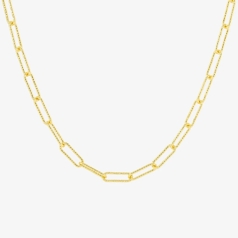 Silver Reflections Womens 18K Gold Over Brass 18 Inch Paperclip Chain Necklace