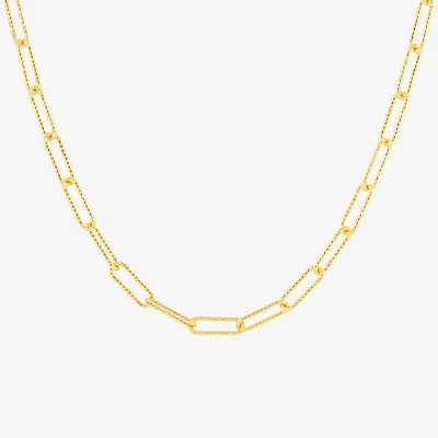 Silver Reflections Womens 18K Gold Over Brass 18 Inch Paperclip Chain Necklace