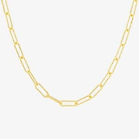 Silver Reflections Womens 18K Gold Over Brass 18 Inch Paperclip Chain Necklace