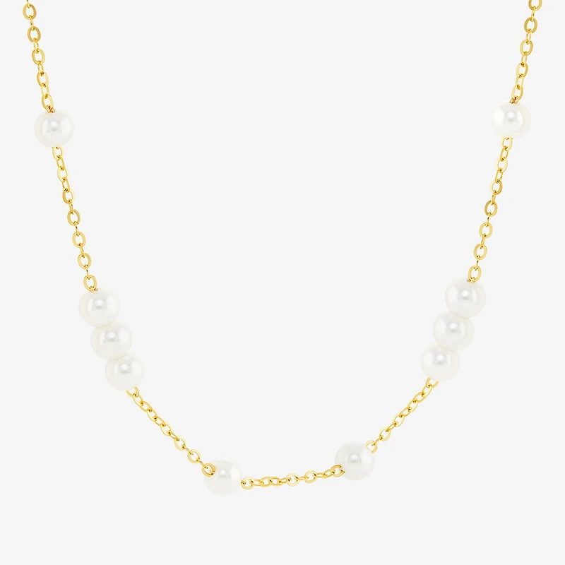 Silver Reflections Womens 18K Gold Over Brass 18 Inch Cable Chain Necklace