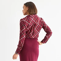 Liz Claiborne Womens Fitted Long Sleeve Regular Fit Button-Down Shirt