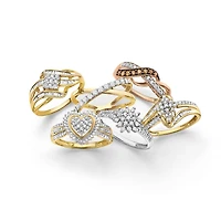 Womens 1/3 CT. T.W. Natural White Diamond 10K Gold Cluster Cocktail Ring
