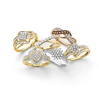 (G-H / Si2-I1) Womens 1/3 CT. T.W. Lab Grown White Diamond 10K Gold Crossover Cocktail Ring