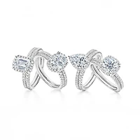 Signature By Modern Bride Womens 2 CT. T.W. Lab Grown White Diamond 10K Gold Round Side Stone Halo Bridal Set