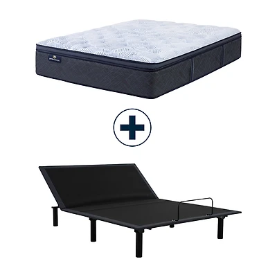 Serta Perfect Sleeper Blue Lagoon Nights 14.5" Plush Pillow Top - Mattress + Adjustable Base