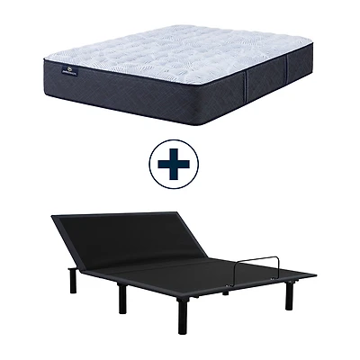 Serta Perfect Sleeper Blue Lagoon Nights 13.5" Medium Tight Top - Mattress + Adjustable Base