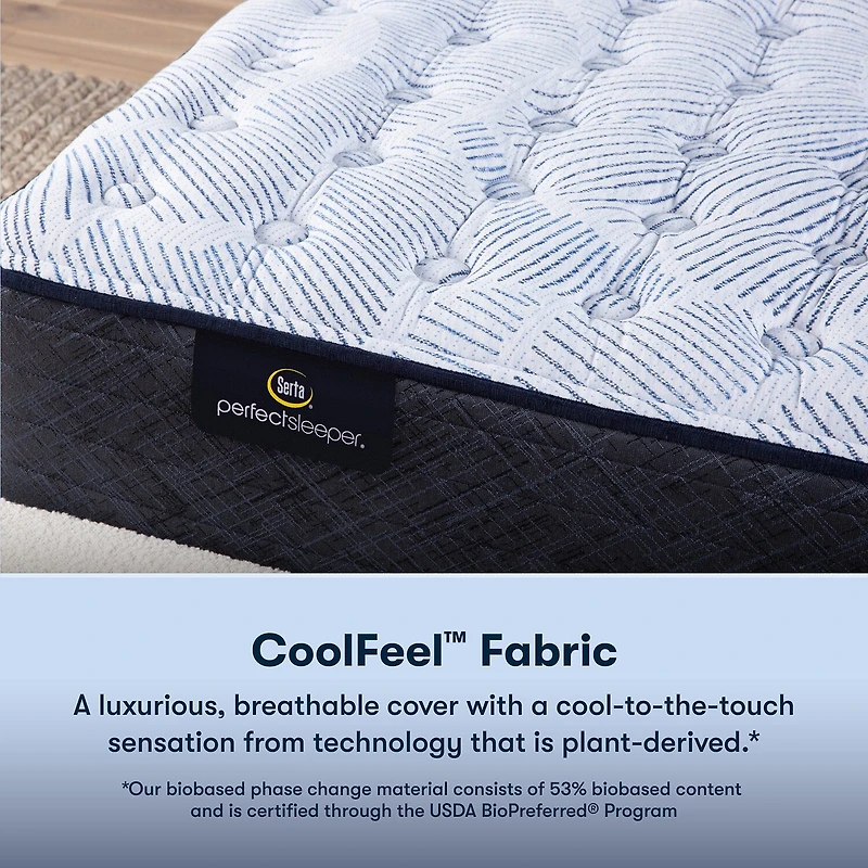 Serta Perfect Sleeper Blue Lagoon Nights 13.5" Medium Tight Top - Mattress + Adjustable Base