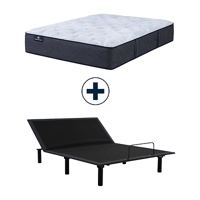 Serta Perfect Sleeper Blue Lagoon Nights 13.5" Plush Tight Top - Mattress + Adjustable Base