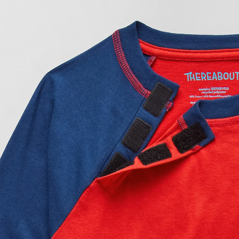 Thereabouts Little & Big Kid Boys Easy-on + Easy-off Sensory Friendly Crew Neck Long Sleeve Adaptive T-Shirt
