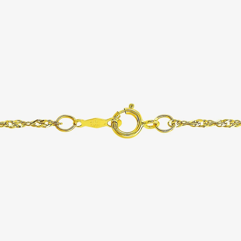 Womens 10K Gold 18 Inch Singapore Chain Necklace