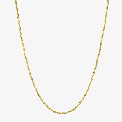 Womens 10K Gold 18 Inch Singapore Chain Necklace