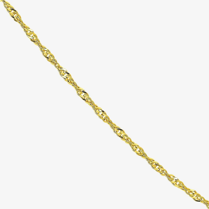 Womens 10K Gold 18 Inch Singapore Chain Necklace