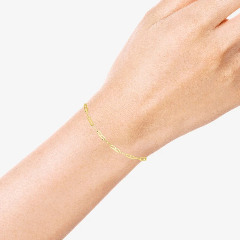 Womens 10K Gold 7.5 Inch Chain Bracelet