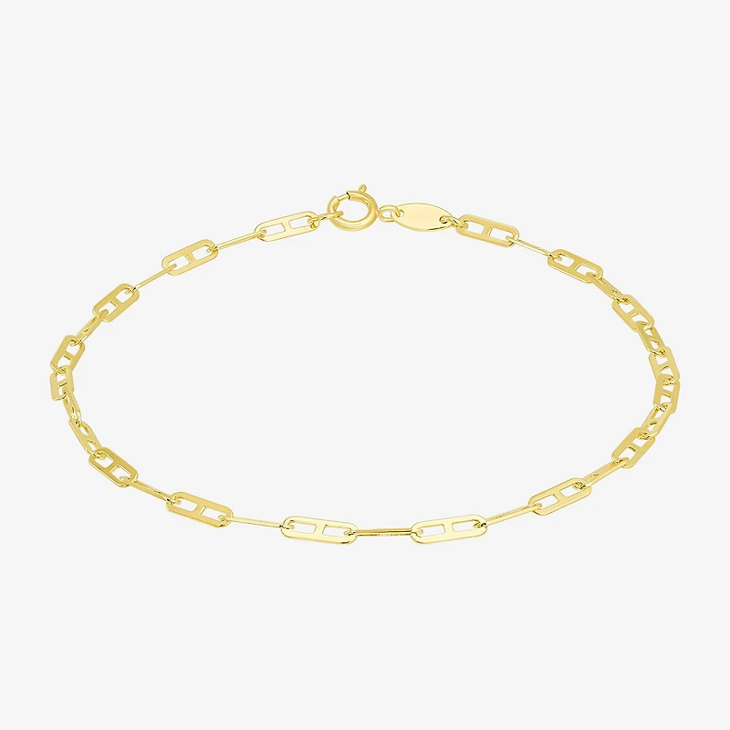 Womens 10K Gold 7.5 Inch Chain Bracelet