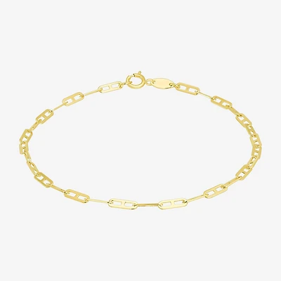 Womens 10K Gold 7.5 Inch Chain Bracelet