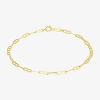 Womens 10K Gold 7.5 Inch Chain Bracelet