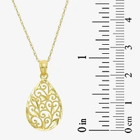 Womens 10K Gold Pear 18 Inch Pendant Necklace