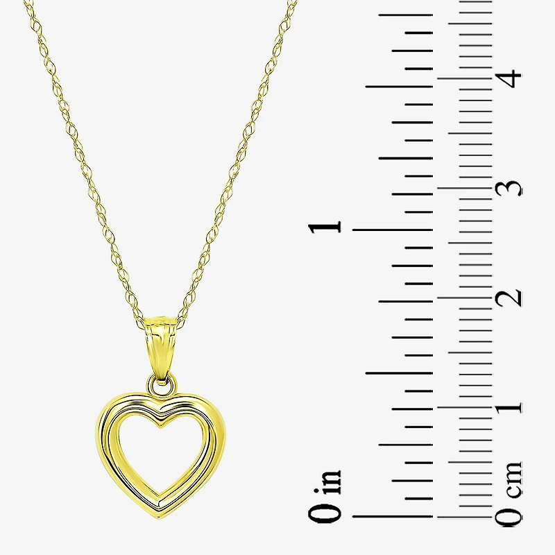 Womens 10K Gold Heart 18 Inch Pendant Necklace